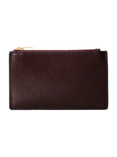 Portofel Calvin Klein Emblem Aop Top Zip Cardcase maro