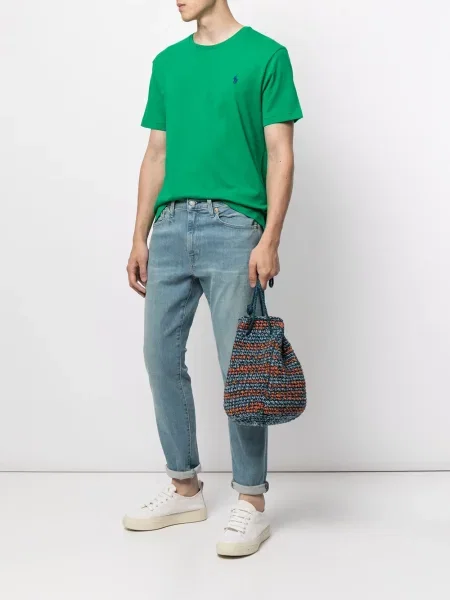Klasikinės siuvinėtos chinos kelnes Polo Ralph Lauren mėlyna