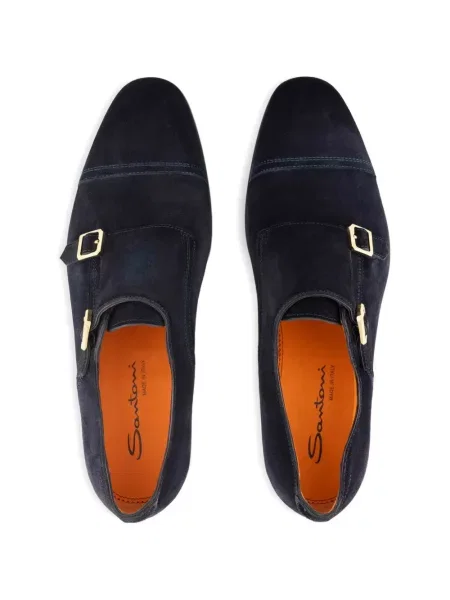 Pantofi monk Santoni cu bretele albastru
