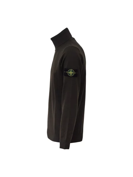 Sweter z golfem Stone Island wełniany z kamieniami szary