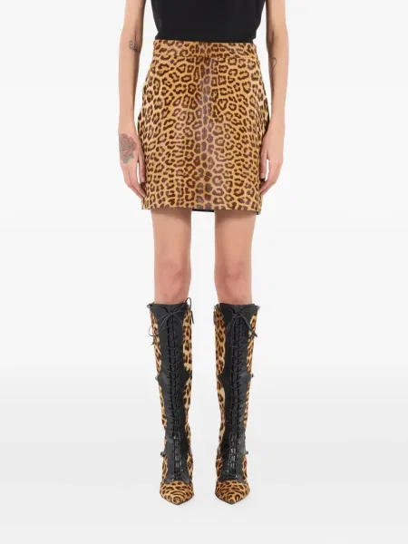 Fusta mini Roberto Cavalli cu imagine cu model leopard maro