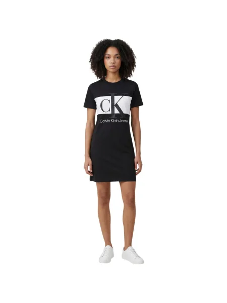 Oblekové džínsové šaty Calvin Klein čierna
