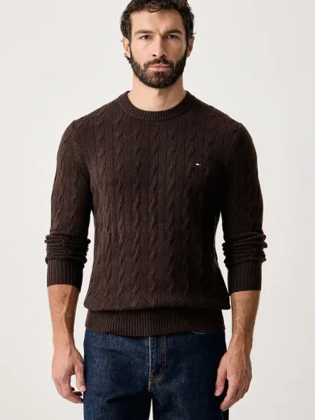 Tommy Hilfiger sweter wełniany brązowy