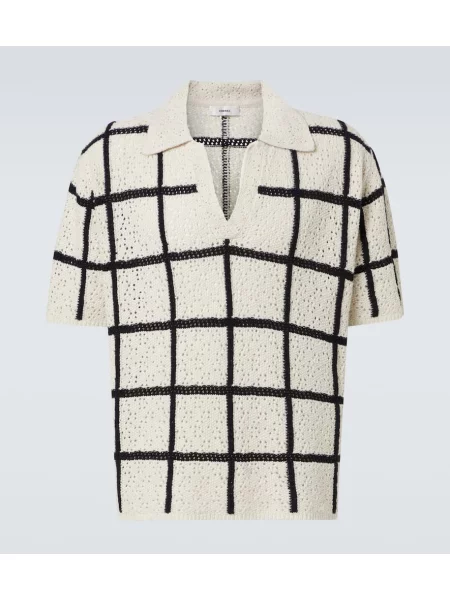 Vunena polo majica Commas karirana bijela