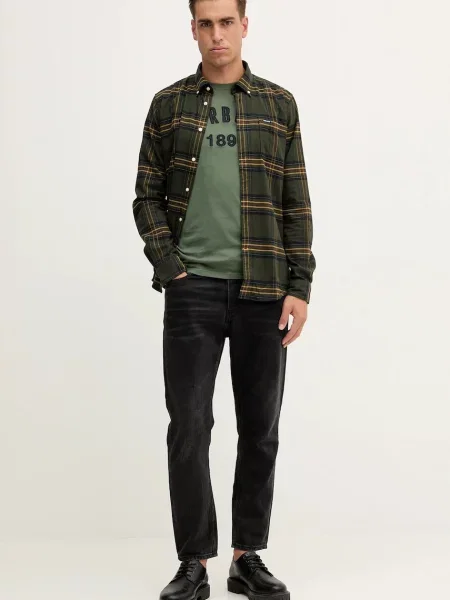 Barbour t-shirt HOLLINS z aplikacją zielony