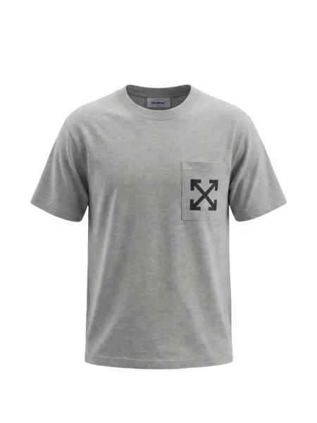 Tricou Off-white cu imagine cu buzunare aplicate alb