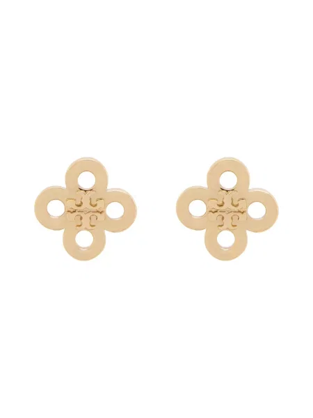 Tory Burch Auskarai Forget Me Not Clover Stud Auksinė