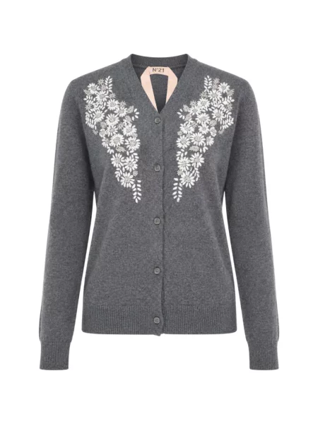 Cardigan N°21 cu model floral gri