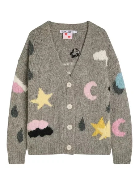 Cardigan Bernadette cu decolteu în V gri