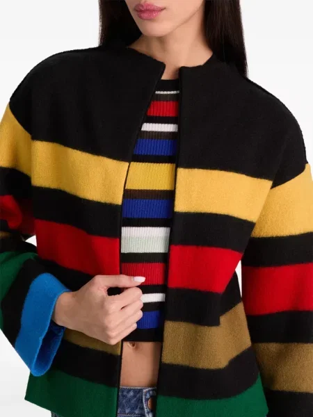 Gulerat geacă Alice + Olivia cu dungi negru