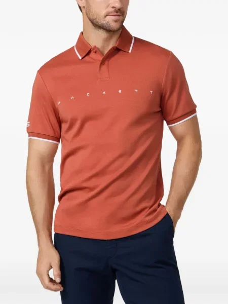 Scurt tricou polo Hackett London cu imagine portocaliu