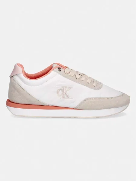 Calvin Klein Sneakersy Retro Runner Lace Up biela