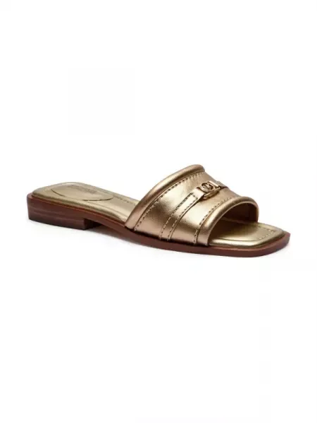 Michael Kors De piele șlapi MANDY auriu