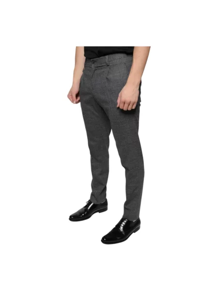 Skinny spodnie Dolce And Gabbana wełniane w kratę szare