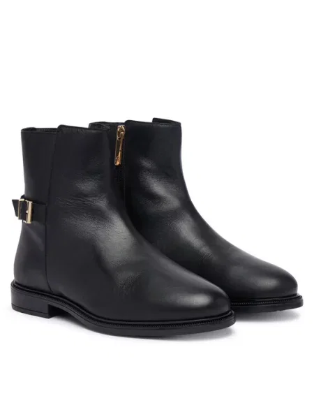 Tommy Hilfiger Botki Th Buckle Leather Ankle Boot czarny
