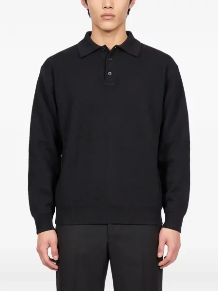 Μακρύς polo Manifatture Del Nord μαύρο