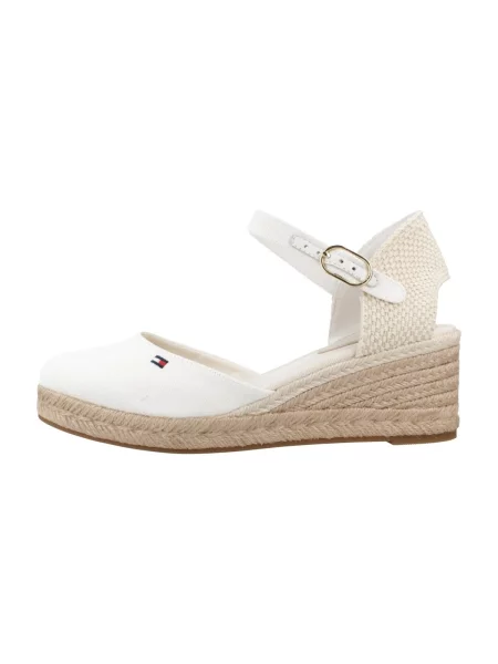 Espadrile Tommy Hilfiger cu pană cu vârf închis din piele alb