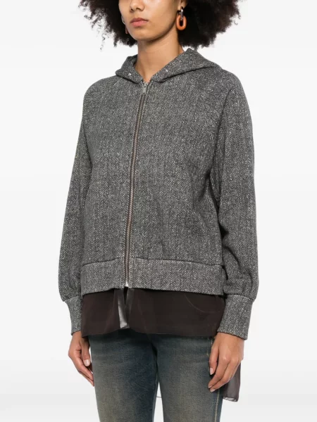 Hanorac cu glugă Undercover cu model herringbone gri