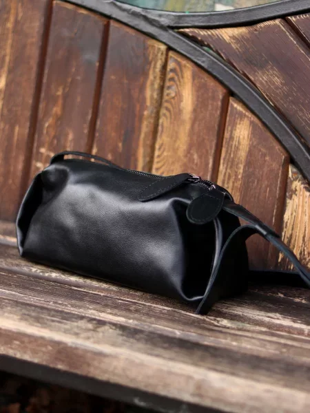 Меланжевая кожаная сумка Legessy черная