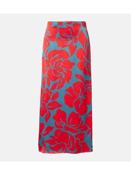 Fustă tip creion Dries Van Noten cu model floral roșu