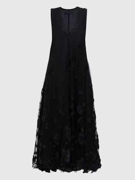 Сукня міді з квітковою аплікацією Marc Le Bihan чорна