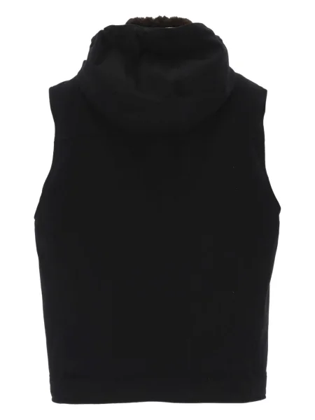 Vestă Brunello Cucinelli de lână cu glugă negru