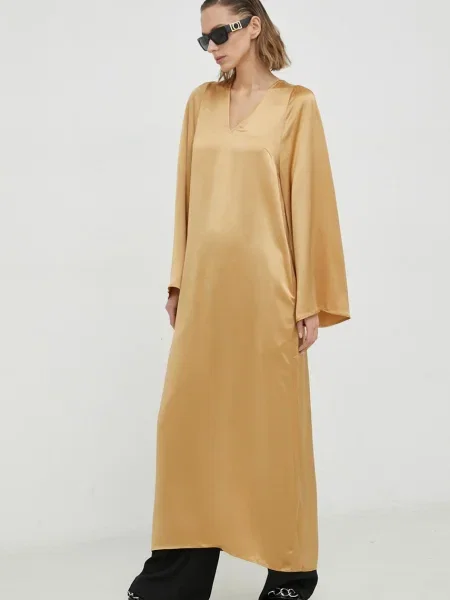 By Malene Birger rochie Brynn maxi drept galben