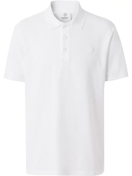 Polo Burberry cu broderie alb