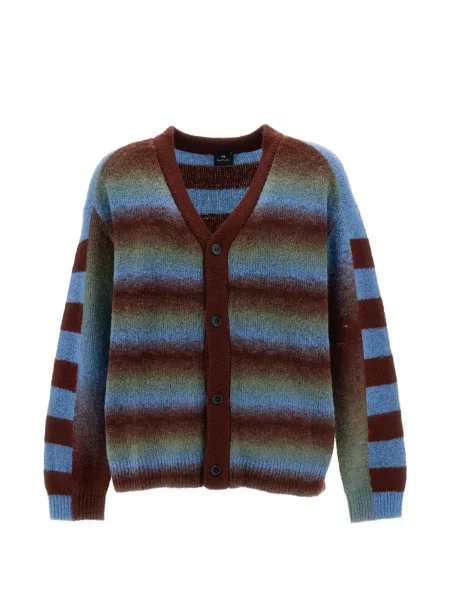 Cardigan Paul Smith cu dungi tricotate maro