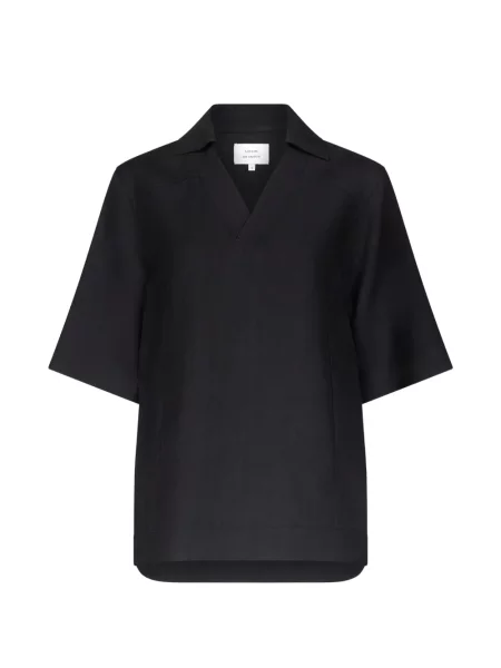 Top Loulou De Saison cu decolteu în V negru