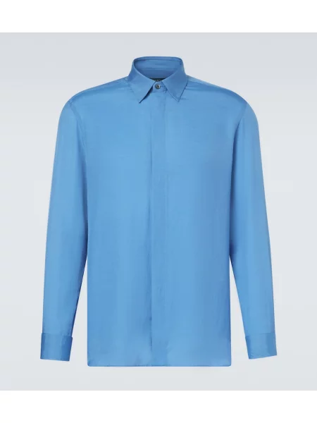 Cămașă Tom Ford de mătase albastru