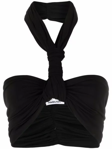 Decupat top Ambush cu volane cu gât halter negru
