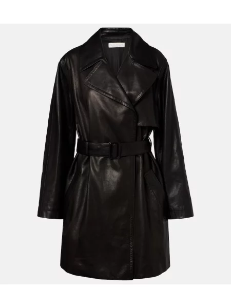 Palton The Row din piele negru