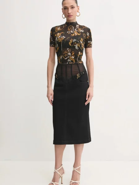 Джинсова спідниця Versace Jeans Couture midi олівець чорний