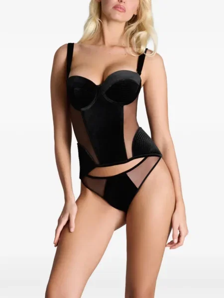 Maiou Maison Close din dantelă negru