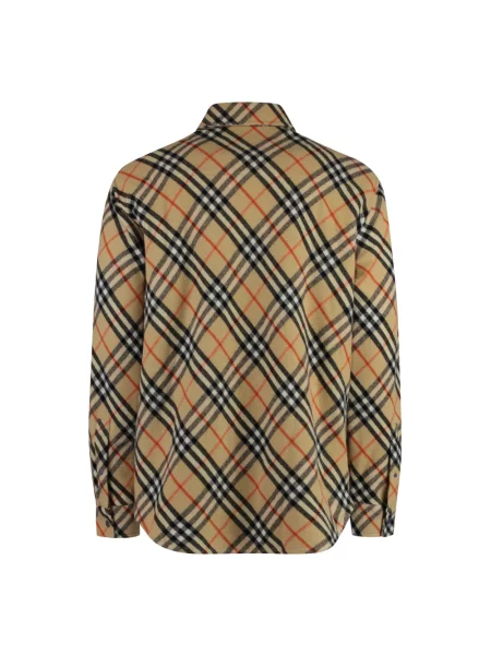 Koszula Burberry wełniana w kratę beżowa