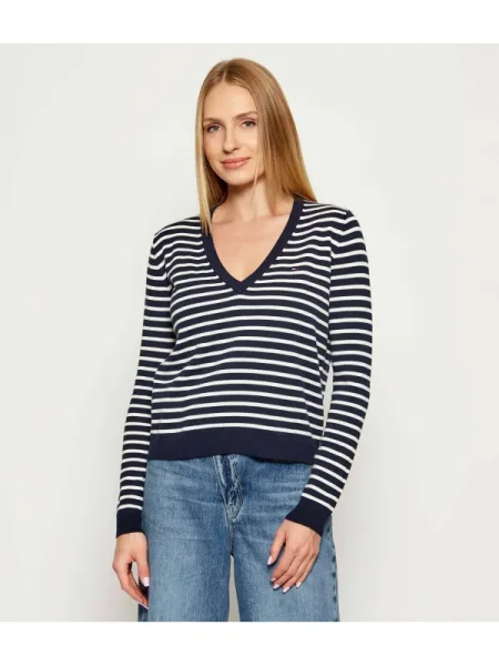 Tommy Jeans Pulover Essential Bleumarin alb