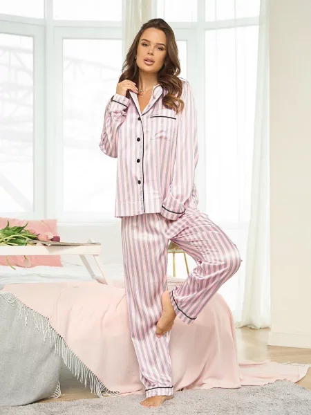 Шелковая пижама Issa Plus розовая