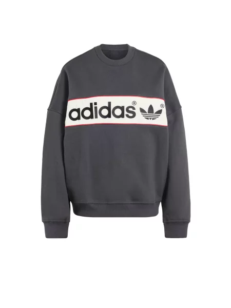 ADIDAS ORIGINALS Mikina AdiSignature NY červená melír / offwhite černá
