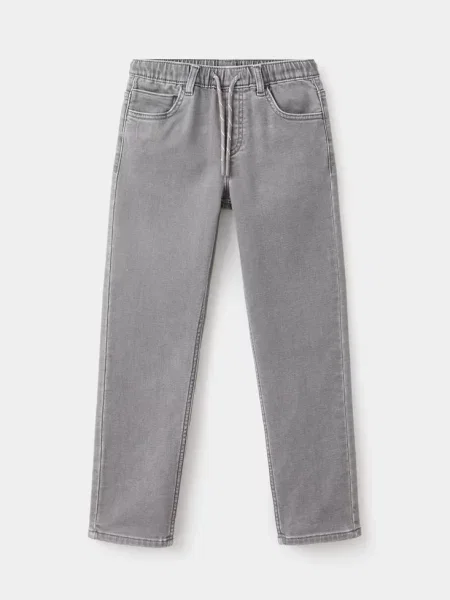 Jeansy comfy ze sznurkiem denim Dzieci 7 MANGO KIDS szary