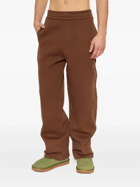 Pantaloni Ami Paris cu broderie alergare maro