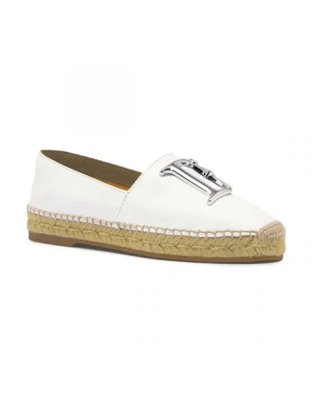 De piele espadrile alb