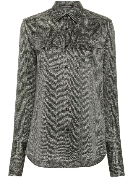 Jedwabna koszula Ermanno Scervino z nadrukiem w abstrakcyjne wzory czarna