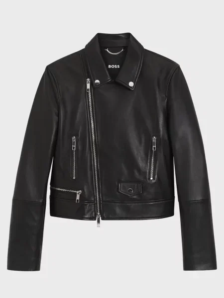 Шкіряна куртка Boss чорна