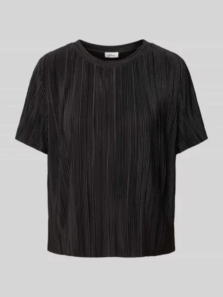 T-shirt o kroju regular fit z plisami S.oliver Red Label czarna