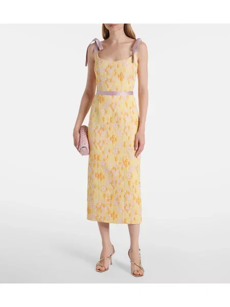 Rochie Markarian cu broderie de costum galben
