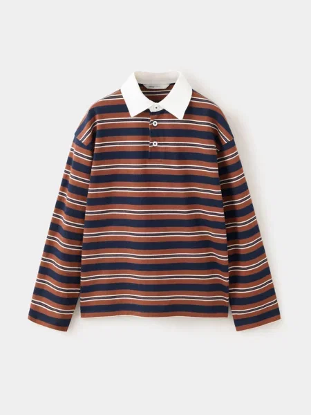 Koszulka polo w paski relaxed fit rudy Dzieci lata MANGO KIDS
