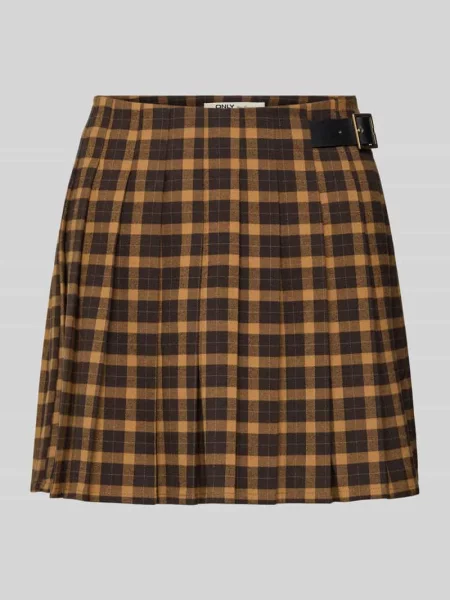 Spódnica mini rozkloszowana z jednostronnymi plisami model ‘CAT’ Only