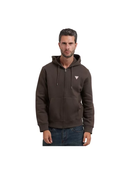 Bluza rozpinana Guess z logo brązowa