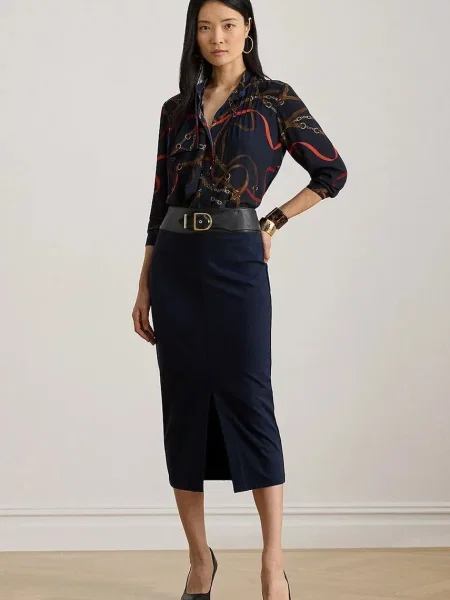 Lauren Ralph Lauren spódnica midi ołówkowa granatowy